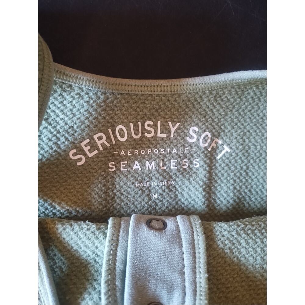 Aeropostale Seriously Soft Green thermal snap Cropped Tank top Women's Medium M - Picture 2 of 4